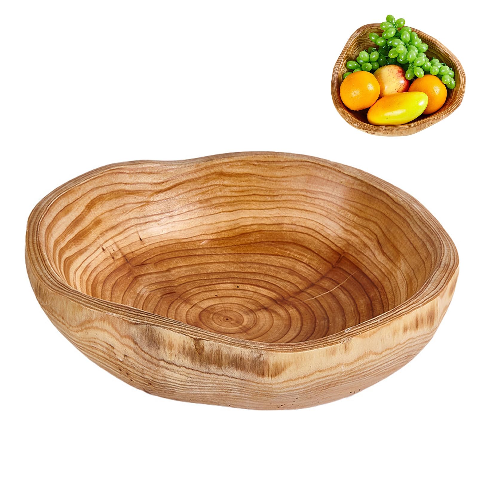 Natur Obstschale Holz, Unregelmäßige Holzschüssel, Handgemachte Holzschale, Dekoschalefür Obst Salate Snack Schlüssel Dekor 25-29cm