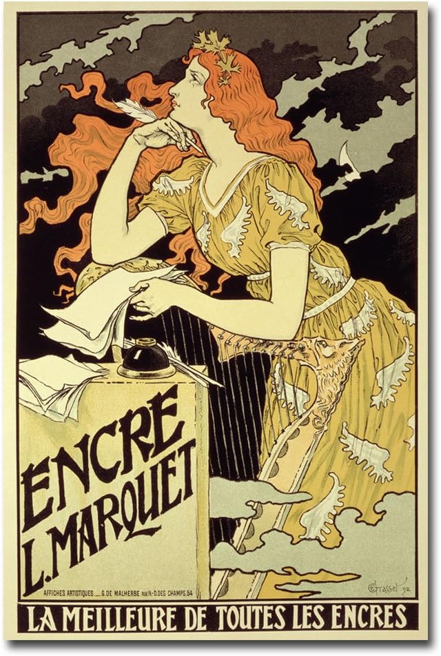 Marquet Ink, 1892 by Eugene Grasset, 22x32-Inch Canvas Wall Art