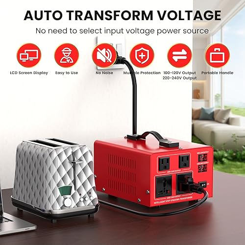 Miniatura 6 de Transformador de Voltaje de 2000W Convertidor de Potencia (110V a 220V, 220V a 110V) Convertidor ElevadorReductor 110120 Voltios - 220240 Voltios