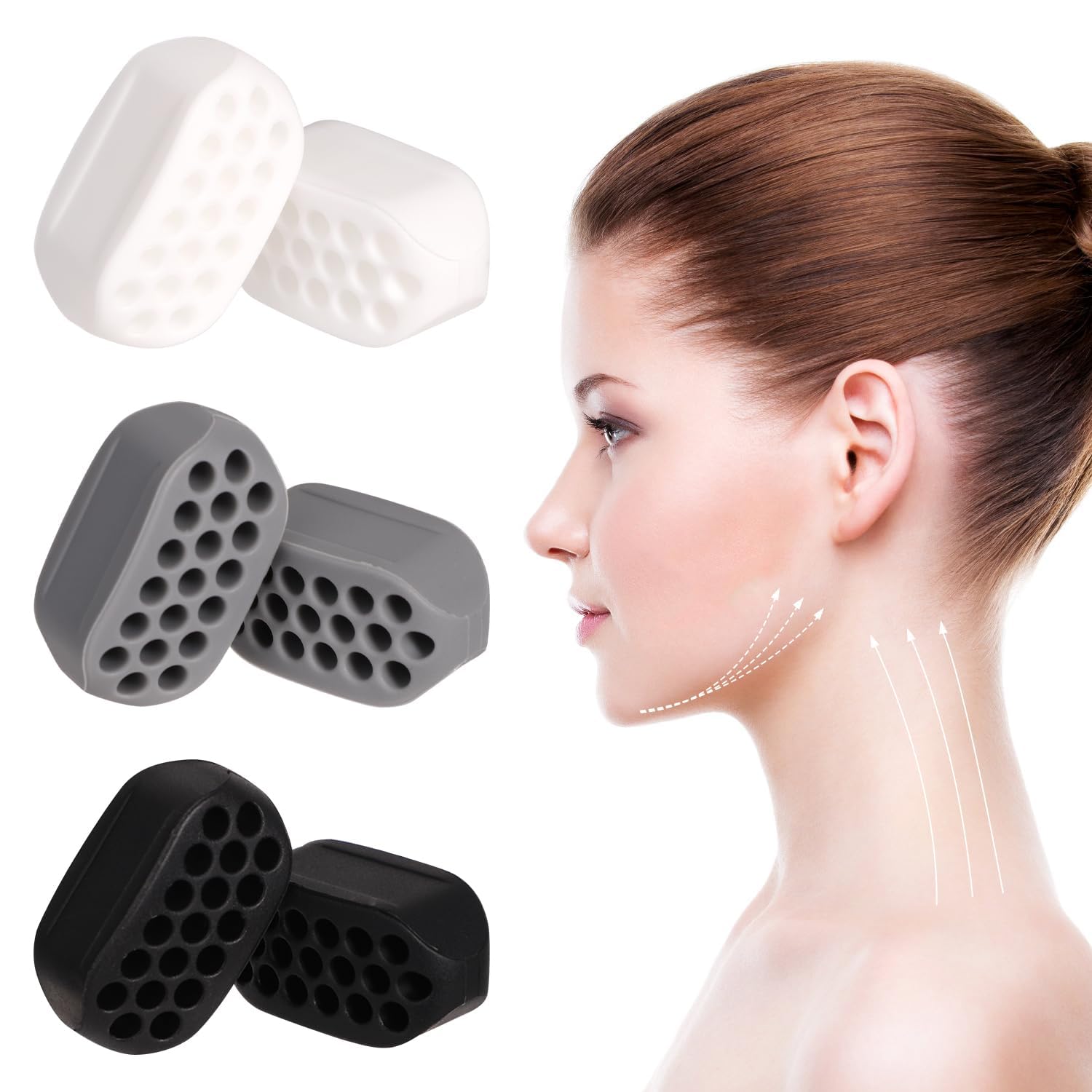fantasize 6 PCS Jawline Exerciser for Man and Woman 3 Resistance Levels BPA Free Silicone Jaw Exerciser Gum Tablets Jaw Trainer & Jaw Exerciser Shaper for Beginner, Intermediate & Advanced Users