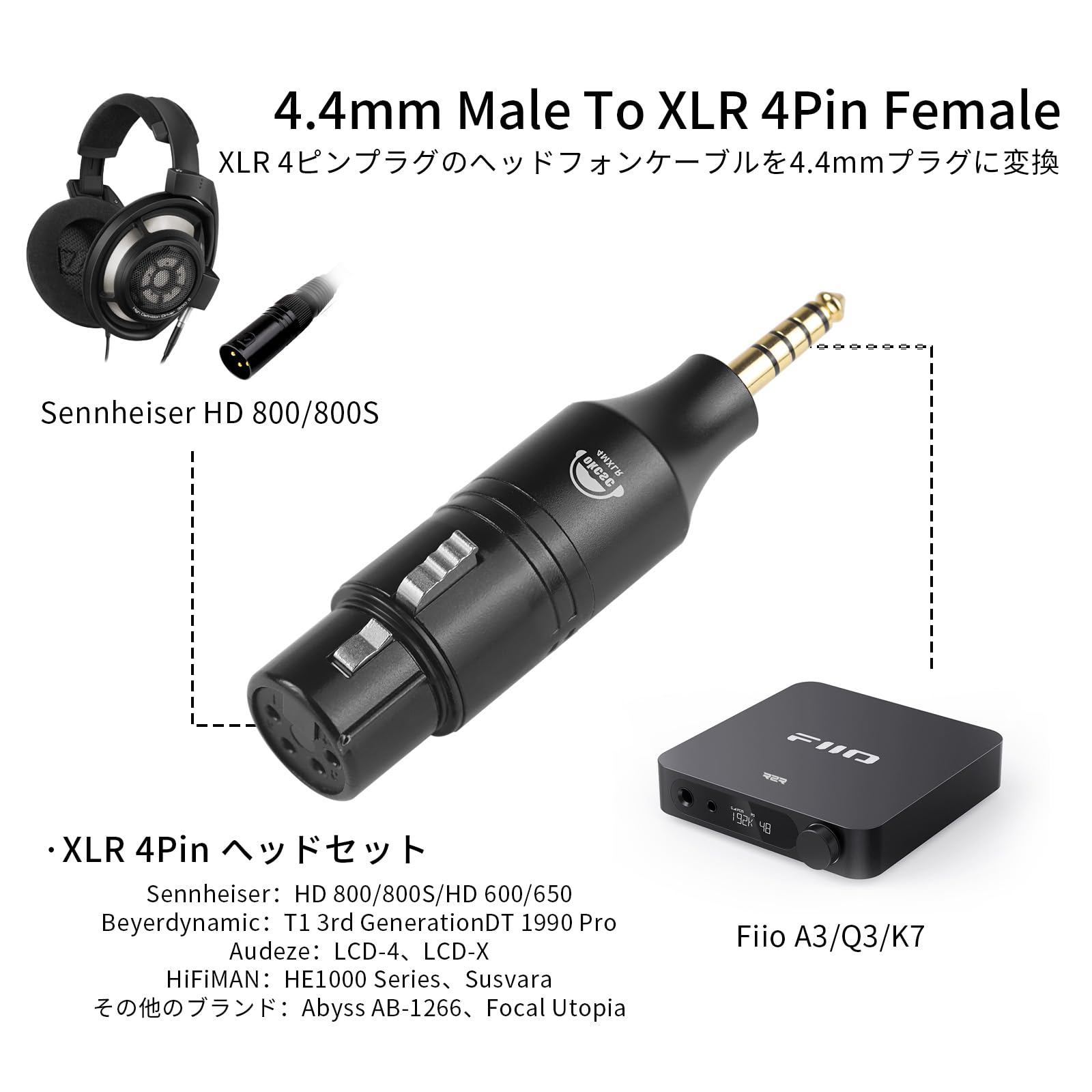 Amazon | okcsc 4MXLR 変換コネクター 4.4mm-XLR 4pin バランス接続