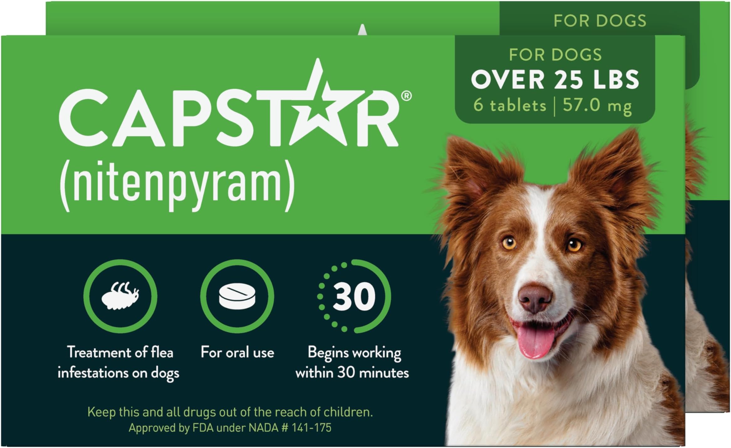 CAPSTAR Oral Flea Treatment for Dogs, Fast Acting Tablets Start Killing Fleas in 30 Minutes, Medium & Large Dogs (Over 25 lbs), 12 Doses