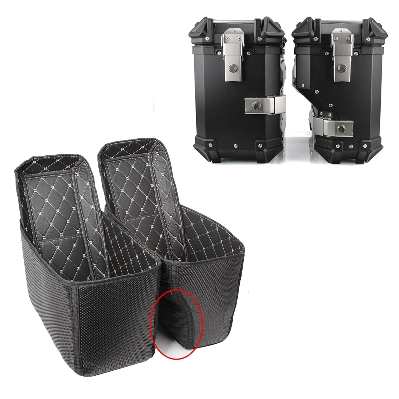 Kuferkask motocyklowy Do 38L motocykla Boczny kufer tylny Bagażnik boczny Tylny kufer górny Wewnętrzna wyściółka Wewnętrzna wyściółka Poduszka Skóra PU boczna motocykla walizka(38L Right exhaust)