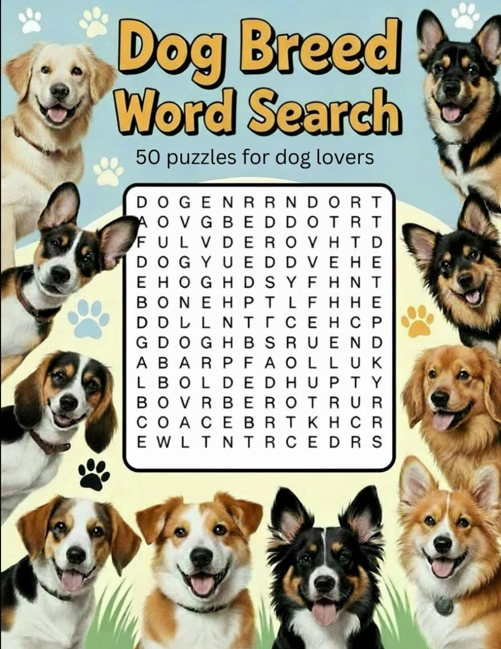 Word search puzzles on dog breeds
