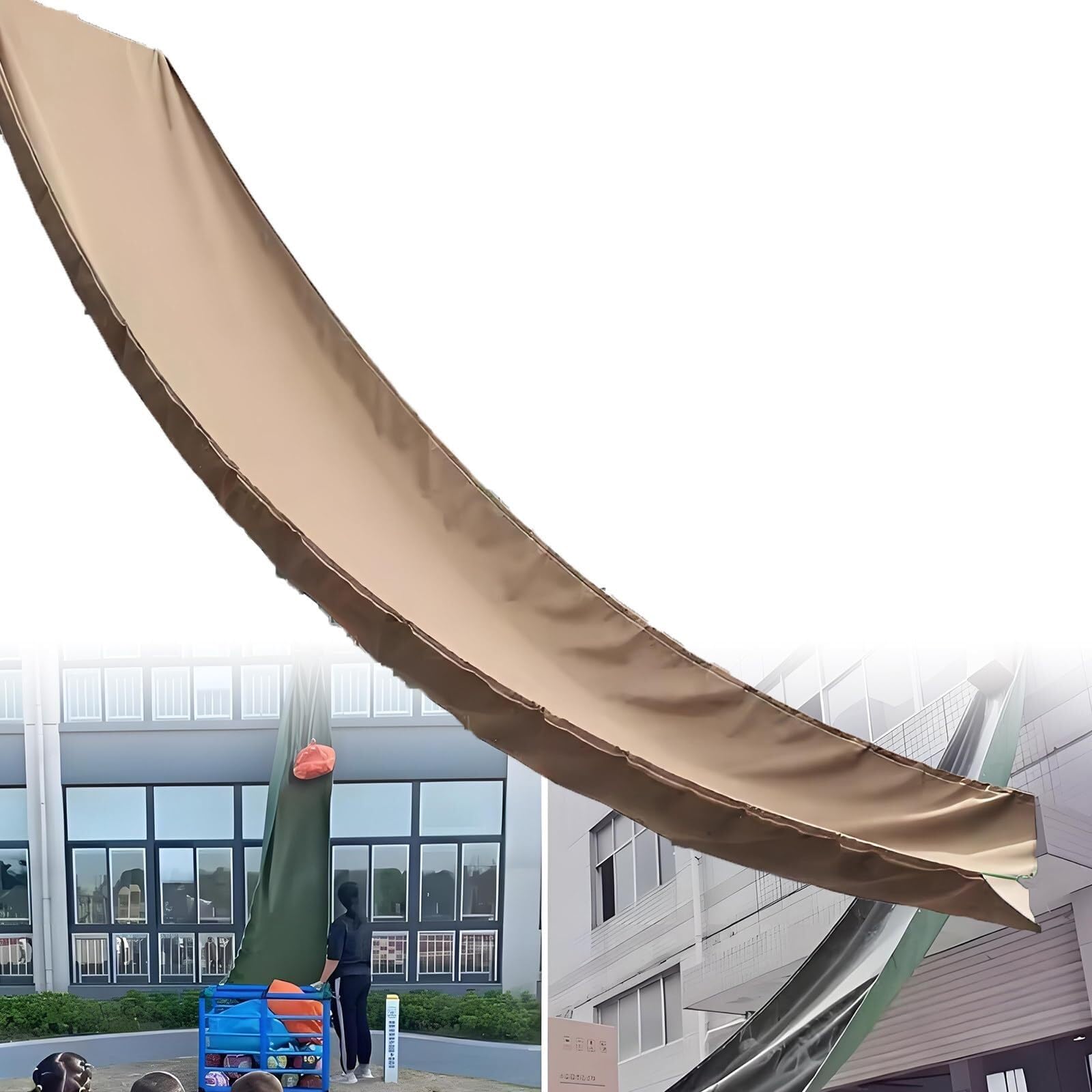 GTHTUHFD Cargo Handling Slides, Canvas Chute, Waterproof Coating, Abrasion Resistant With Grommet For Roofs And Warehouse Unloading,Gold-2x30m