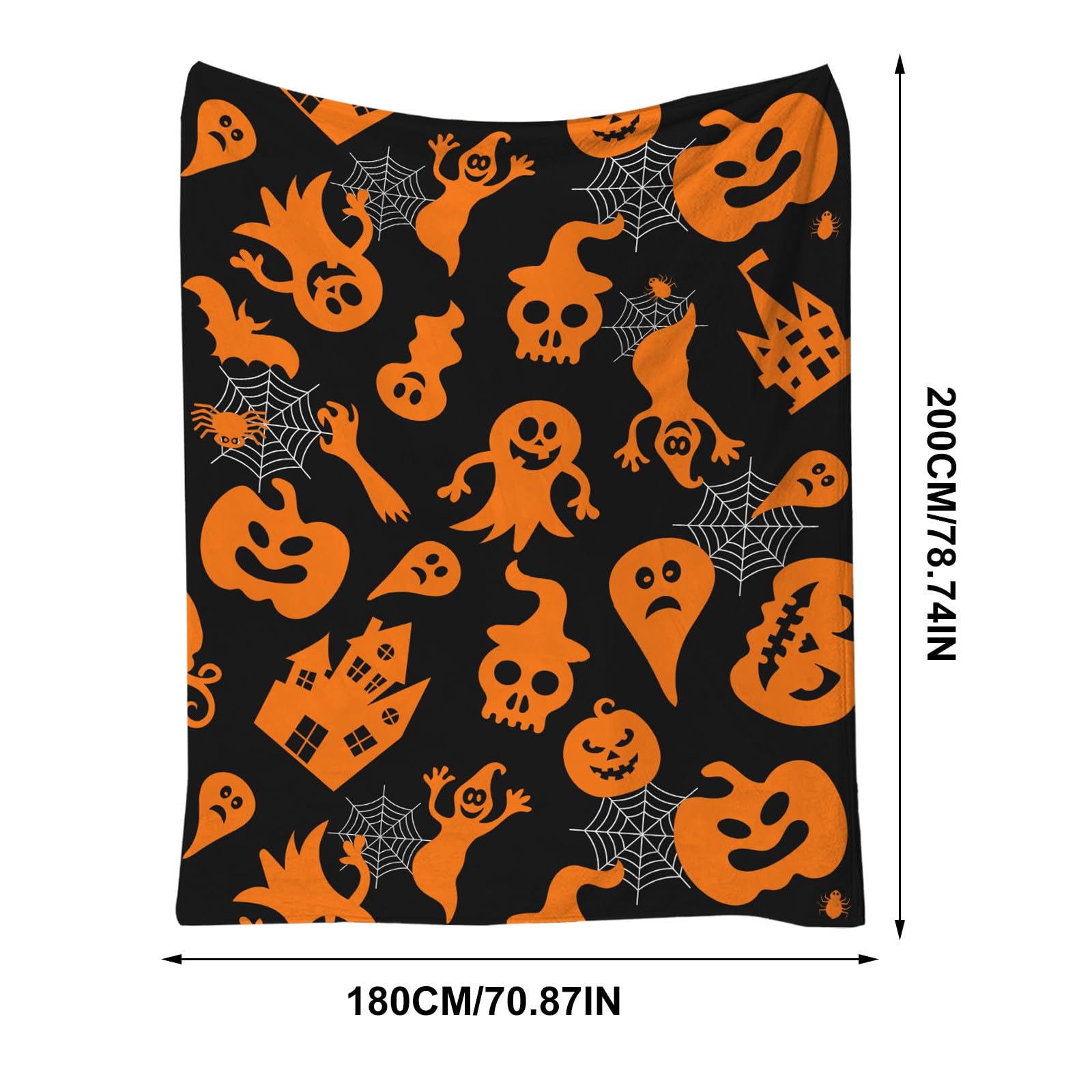 Halloween Kuscheldecke Flauschig,Weiche Sofadecke mit Motiv 200cm X 180CM
