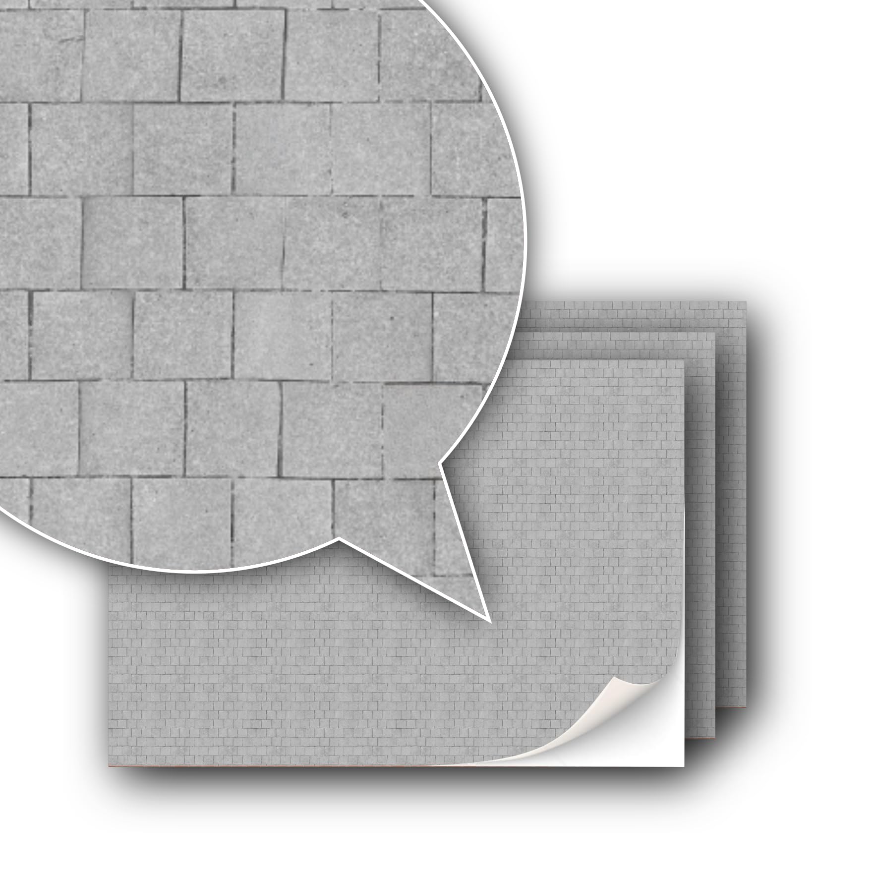 3 Sheets Self-Adhesive Decorative Film Paving Stones and Surfaces for Model Making in Scale 1:87 Scale H0 (UK: 3.5 mm Scale) (Paving Slabs)