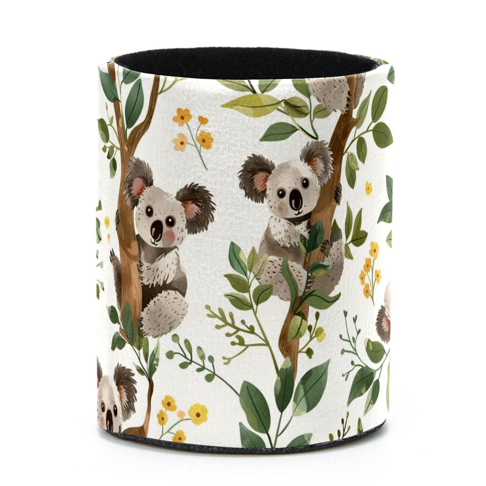 VAPOKF Round Pencil Holders for Desk, Koalas in the Tree Pen Holders Pen Pot Makeup Brushes Storage Desktop Stationery Supplies Organiser for Home Office