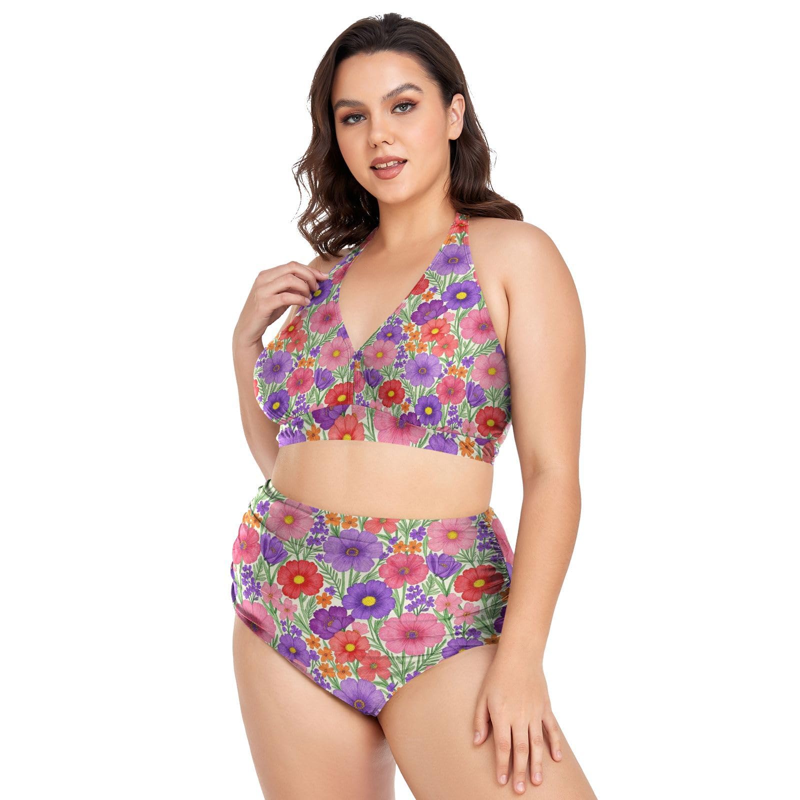 FRODOTGV Curvy - Costume da bagno a due pezzi da donna, taglia L-4XL