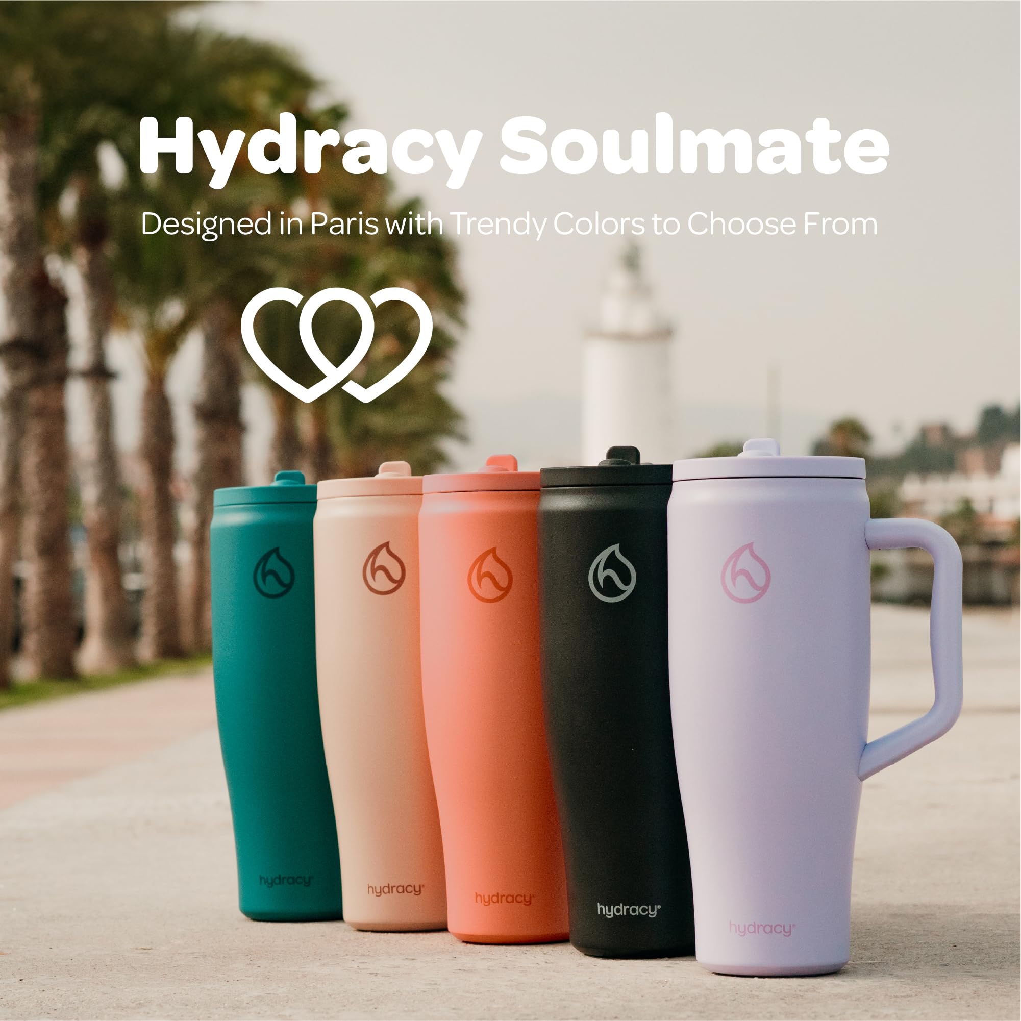 Hydracy Soulmate Bicchiere termico da 1,18 L con manico e cannuccia retrattile - Tazza isolante riutilizzabile a prova di perdite al 100% con cannuccia in acciaio inossidabile - Lilac Haze