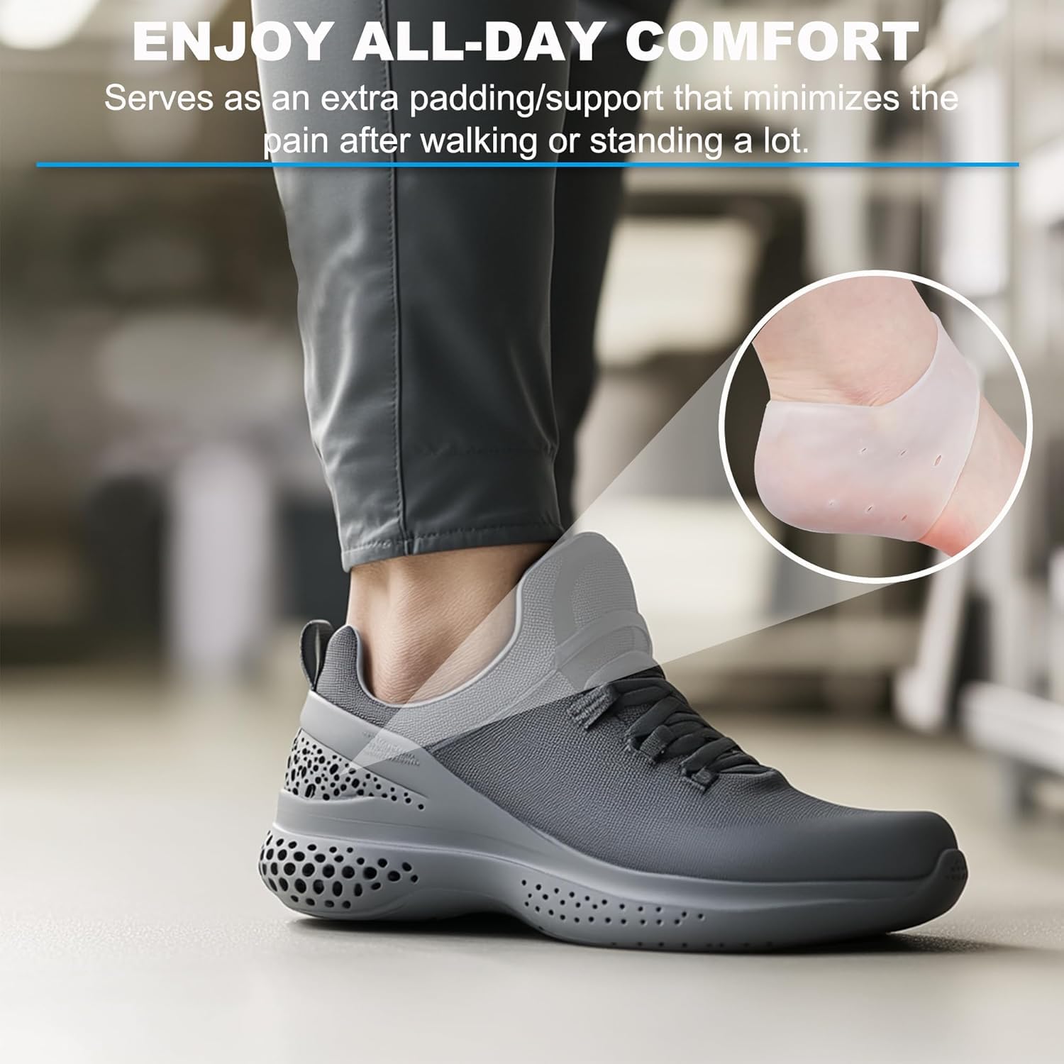 MEISO 4 Piezas Talonera Silicona, Protector de Talón y Tobillo, Aumento de Altura Interior de 2 cm Almohadilla Talon, Taloneras Fascitis Plantar, Alivia el Dolor de Talón, para Hombres y Mujeres