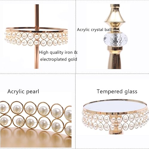 Miniatura 5 de Eapmic 9 soportes de cristal para tartas dorados, soporte redondo para cupcakes con cristal de lujo, torre de postre de moda para bodas, eventos,