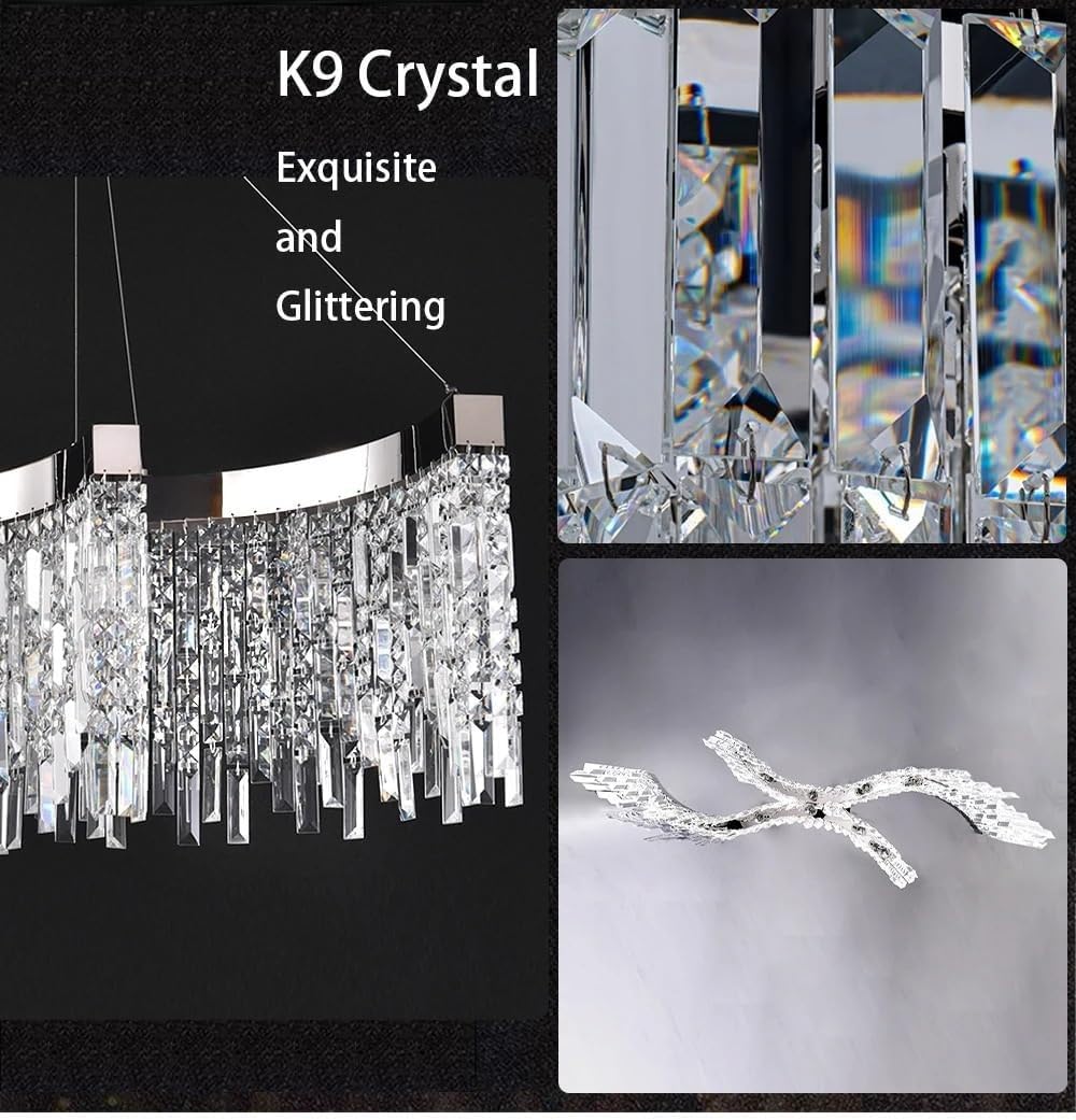 Crystal Pendant Lights Modern Luxury Lustre LED Hanging Lamps for Ceiling Home Decor for Living Room Chandeliers(80cm)