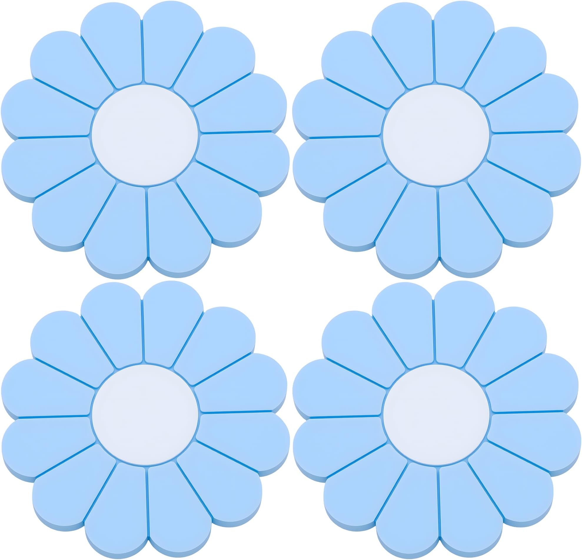 4-Pack Car Cup Holder Coaster Inserts, Daisy Shape, 2.75 Inch Non-Slip Silicone Cup Holder Insert, Universal Non-Slip Cup Holders, Car Accessories Interior for Women and Man (Light Blue)