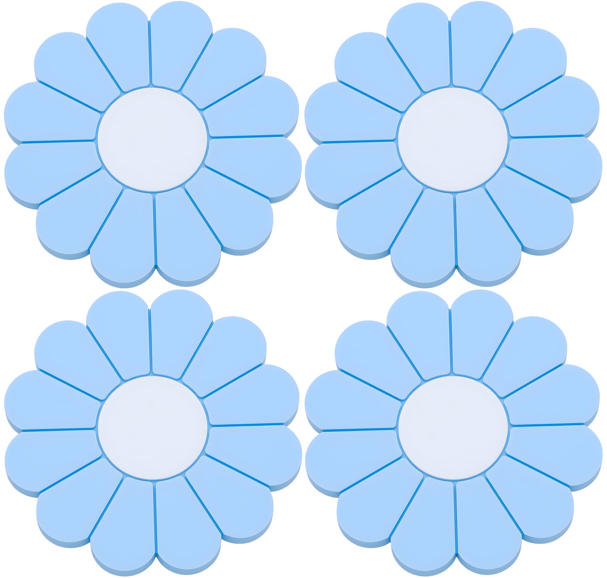 4-Pack Car Cup Holder Coaster Inserts, Daisy Shape, 2.75 Inch Non-Slip Silicone Cup Holder Insert, Universal Non-Slip Cup Holders, Car Accessories Interior for Women and Man (Light Blue)