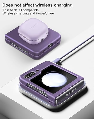 Miniatura 4 de Eastcoo Funda delgada para Galaxy Z Flip 5, película de pantalla frontal dura transparente incorporada + parte trasera de policarbonato duro