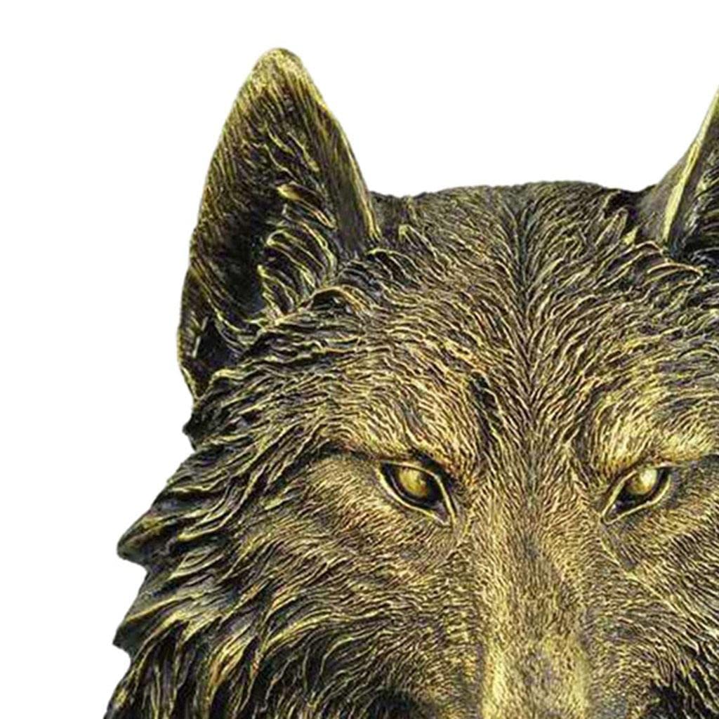 con Cabezas de Animales, Escultura Rústica de Pared, Estatua Grande para Colgar en La Pared, Decoración de Pared de Resina, Lobo, Individual