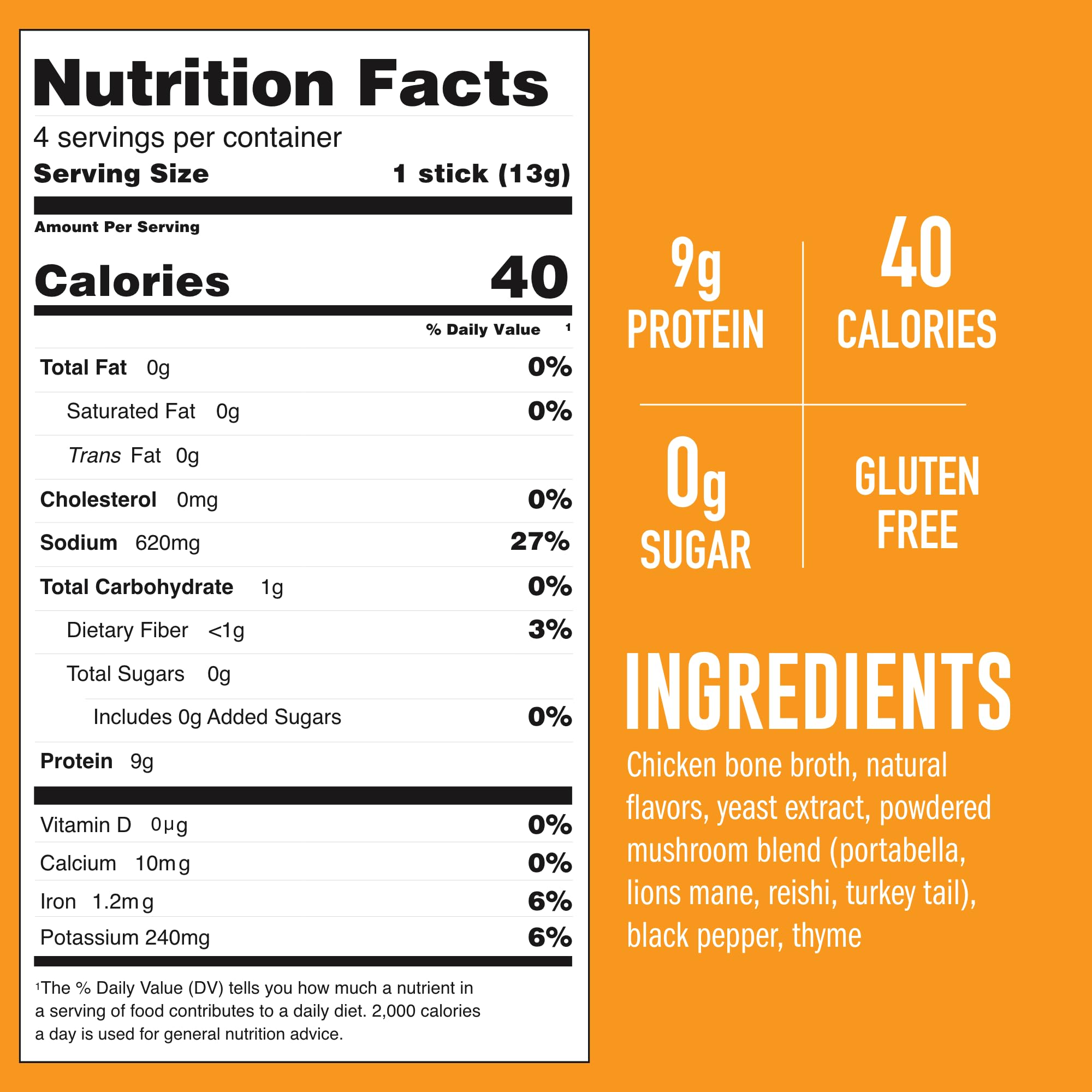 LonoLife Mushroom Chicken Bone Broth Powder Mix | 10g Protein | Collagen-Rich, Keto & Paleo Friendly | Natural Ingredients | 4 Portable Stick Pack Servings