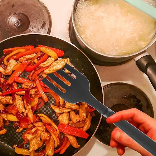 Miniatura 2 de Hemoton Tenedores ergonómicos para ensalada de pasta, juego de tenedores de cocina de silicona resistentes al calor, utensilios de cocina prácticos
