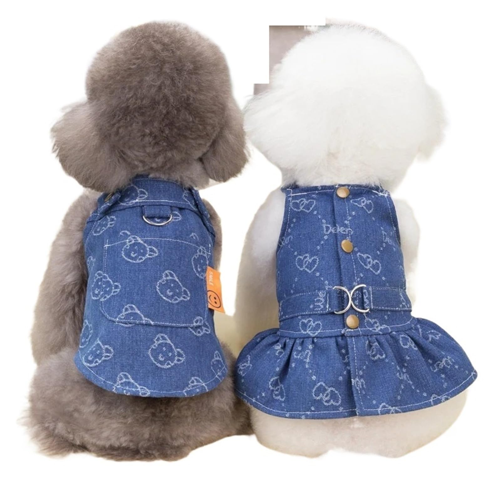 Ropa for Perros pequeños, Vestidos de Lujo diseñador for Cachorros y niñas, for Gatos, Pantalones Vaqueros con arnés, Chaleco, Vestido Vaquero una Pieza S-XXL(Dress,XL)
