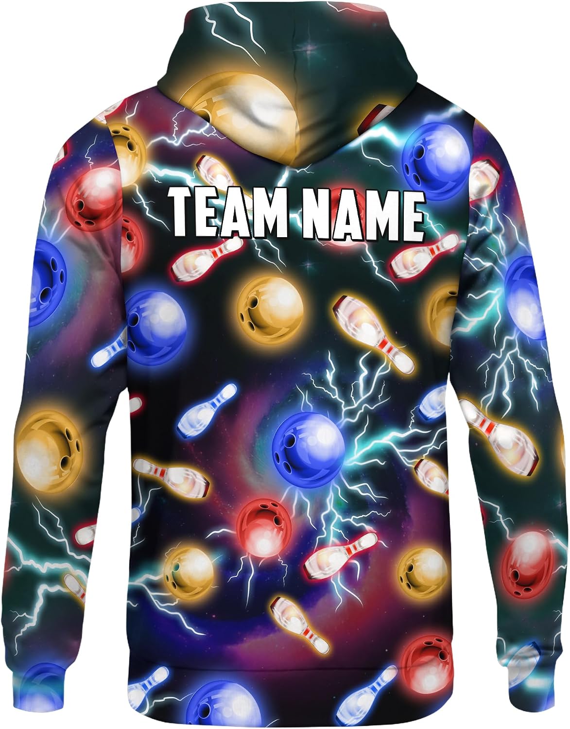 Unisex Bowling Hoodie Custom Neon Bowling Pin Long Sleeve Shirt For Father's Day Printing Bowling Clothing