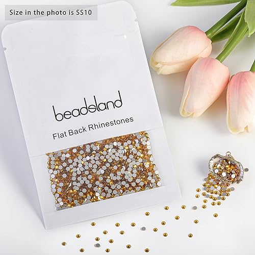Miniatura 4 de Beadsland 1440 diamantes de imitación de cristal con parte trasera plana, gemas redondas para arte de uñas y fijación de pegamento para