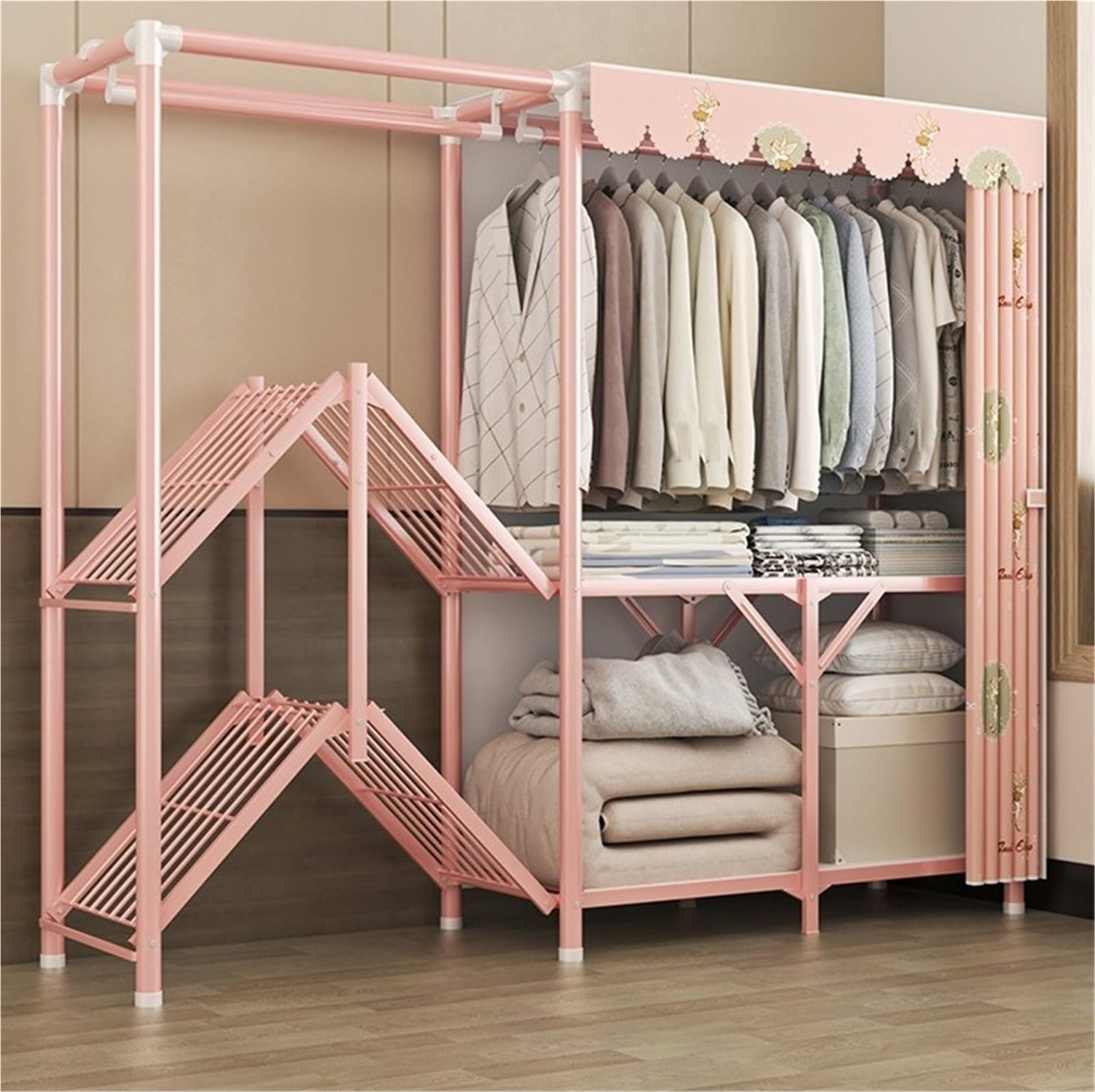 Ropero Portátil para Ropa Dormitorio Guardarropa Plegable con Armarios Estables De Tela No Tejida For Colgar Ropa Vestidor Salón(Blue,100x45x170cm)