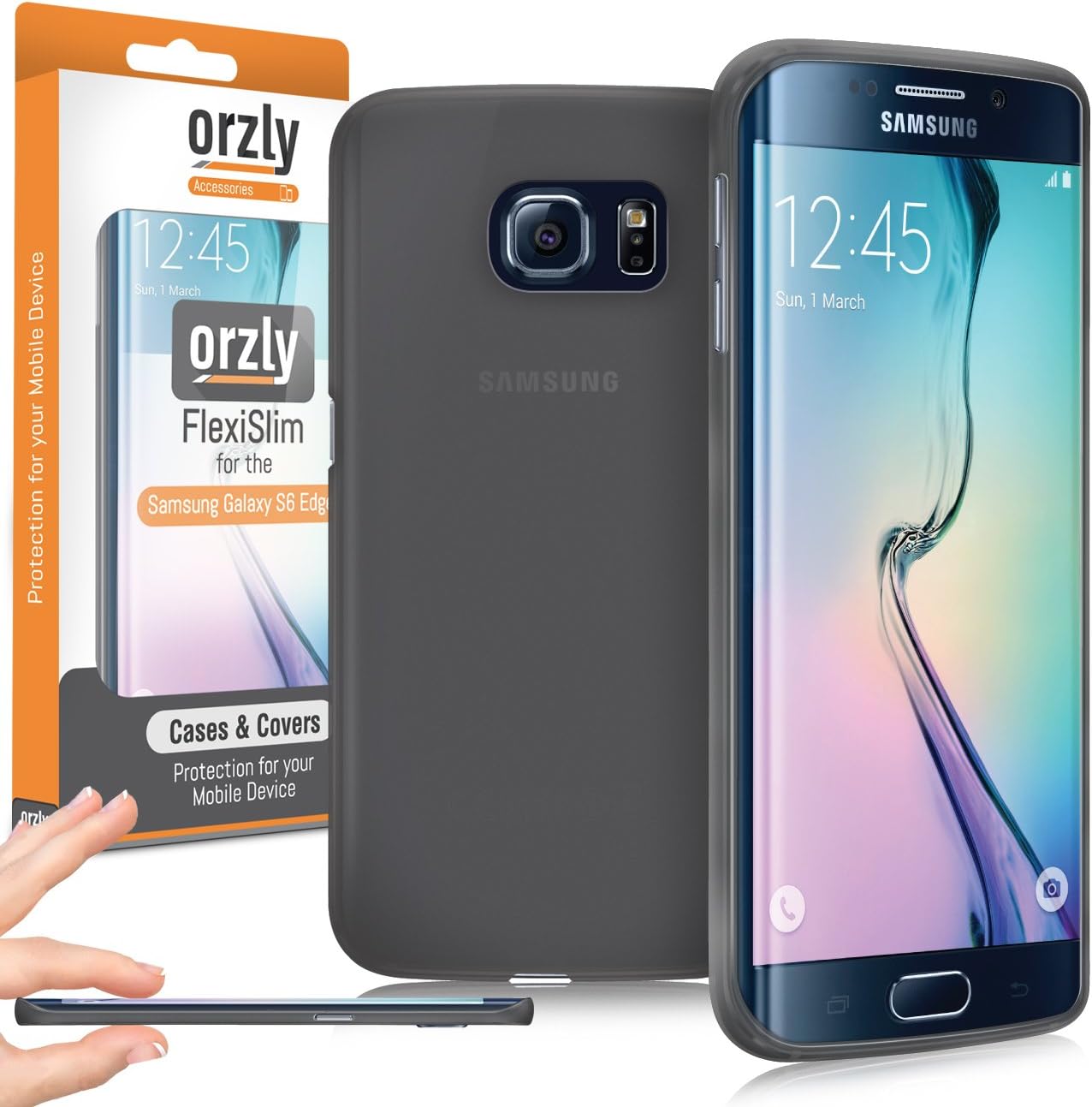 Orzly FlexiSlim Case for Samsung Galaxy S6 Edge - Super Slim (0.35mm) Protective Phone Cover in Semi Transparent Black