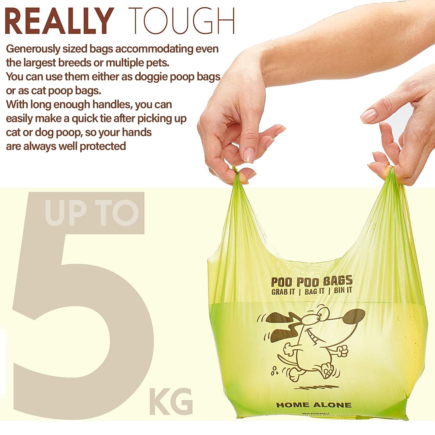 Dog Poo Bags - 310 Extra Strong Leak-Proof Dog Poo Bags with Tie Handles, Large Unscented, Not on Rolls, 36 x 18 cm - Image 2
