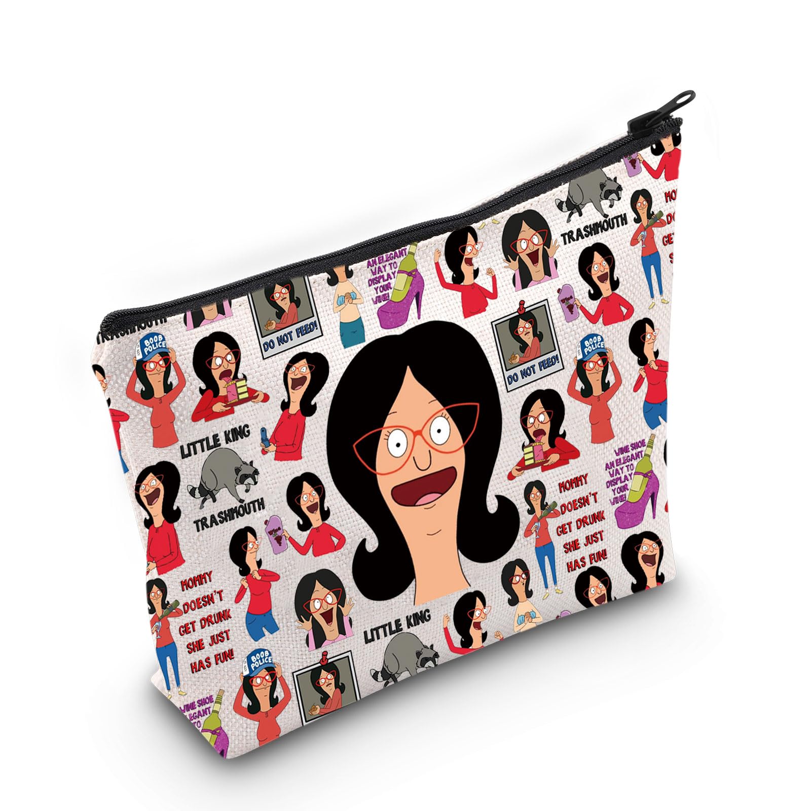 LEVLO Linda Belcher Cosmetic Makeup Bag - Multicolour Cartoon Cosmetic Case - 9" x 6.7" - Zipper Closure - Women's Storage Travel Bag