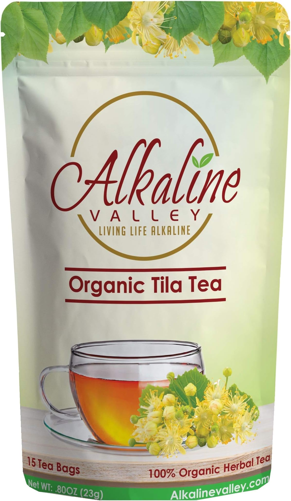 Linden Flower Tea, Tila Tea or Te De Tila - 100% Organic and Alkaline - 15 Unbleached/Chemical-Free Linden Tea Bags - Caffeine-Free, No GMO