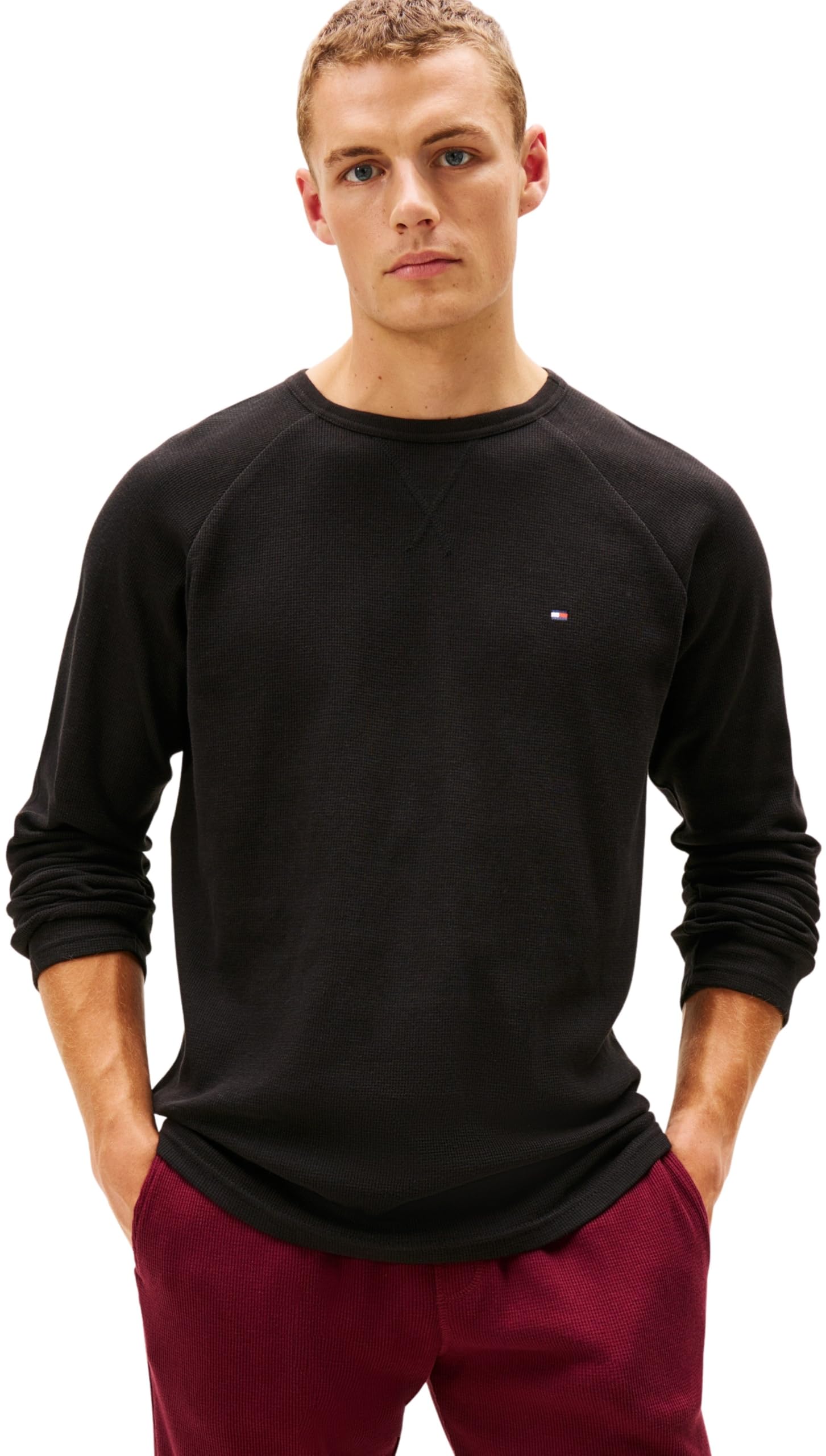 Tommy Hilfiger Herren Waffle Ls Top Um0um03816 L/S T-Shirt (1er Pack)