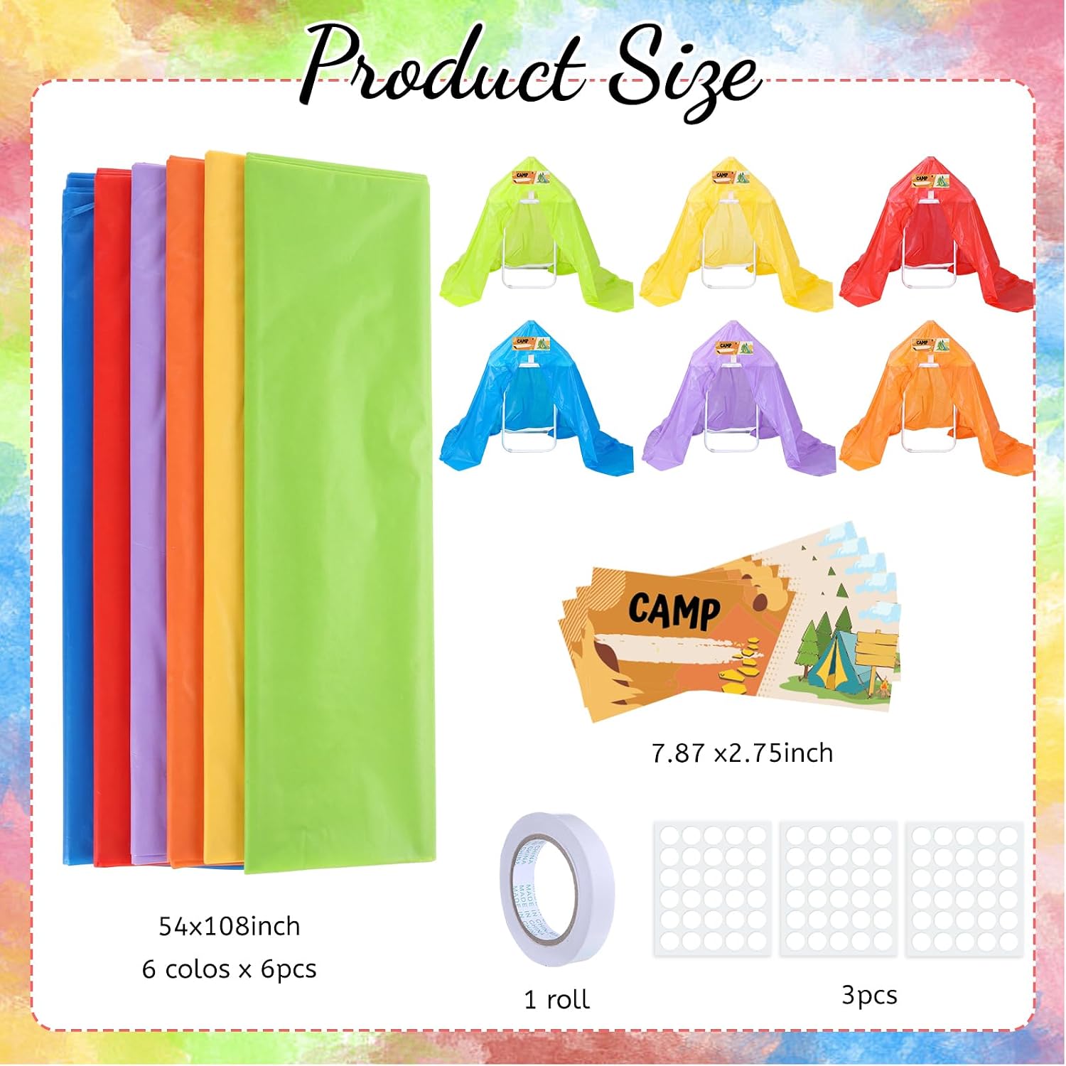 Qunclay 12 Set DIY Classroom Camping Craft Bulk Kit Include Large Tent Cloths, Name Tag, Double-Sided Tape & Adhesive Dots for Camp Read a Lot, School Activity, Party Favor, Classroom Campground image 3