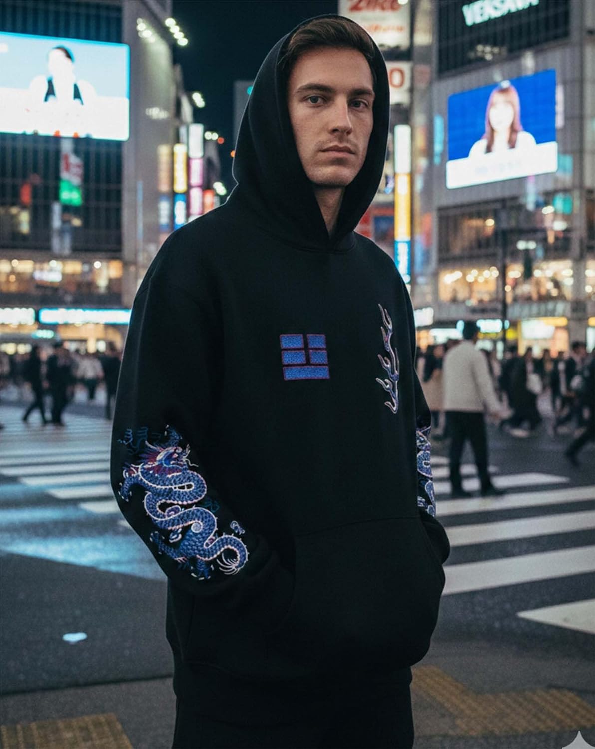 Niepce Inc Streetwear Men's Dragon Embroidered Heavyweight Graphic Hoodies - Image 3