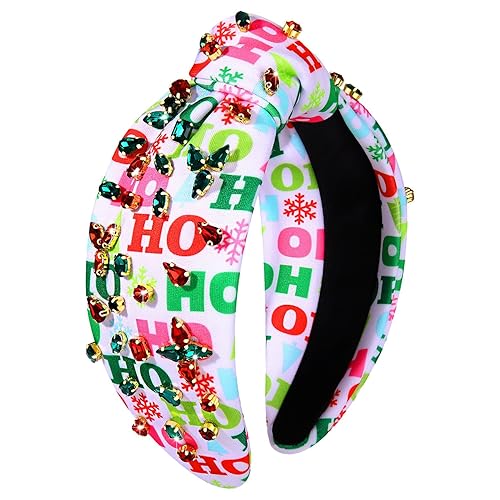 Diadema de Navidad para mujer, accesorios de Navidad, árbol de Navidad, copo de nieve, reno, bastón de caramelo, diadema anudada con perlas de