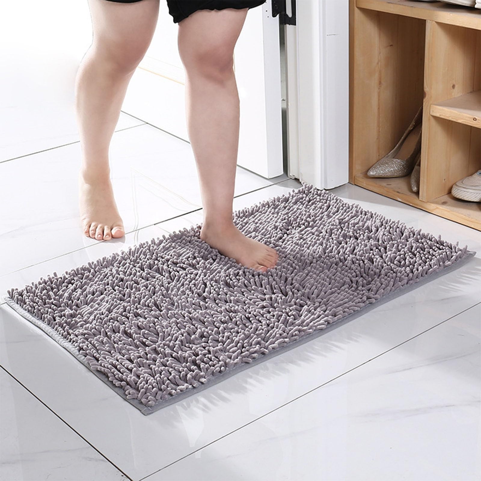 Tapis De Douche Antiderapant, Lavables Et Absorbants en Chenille