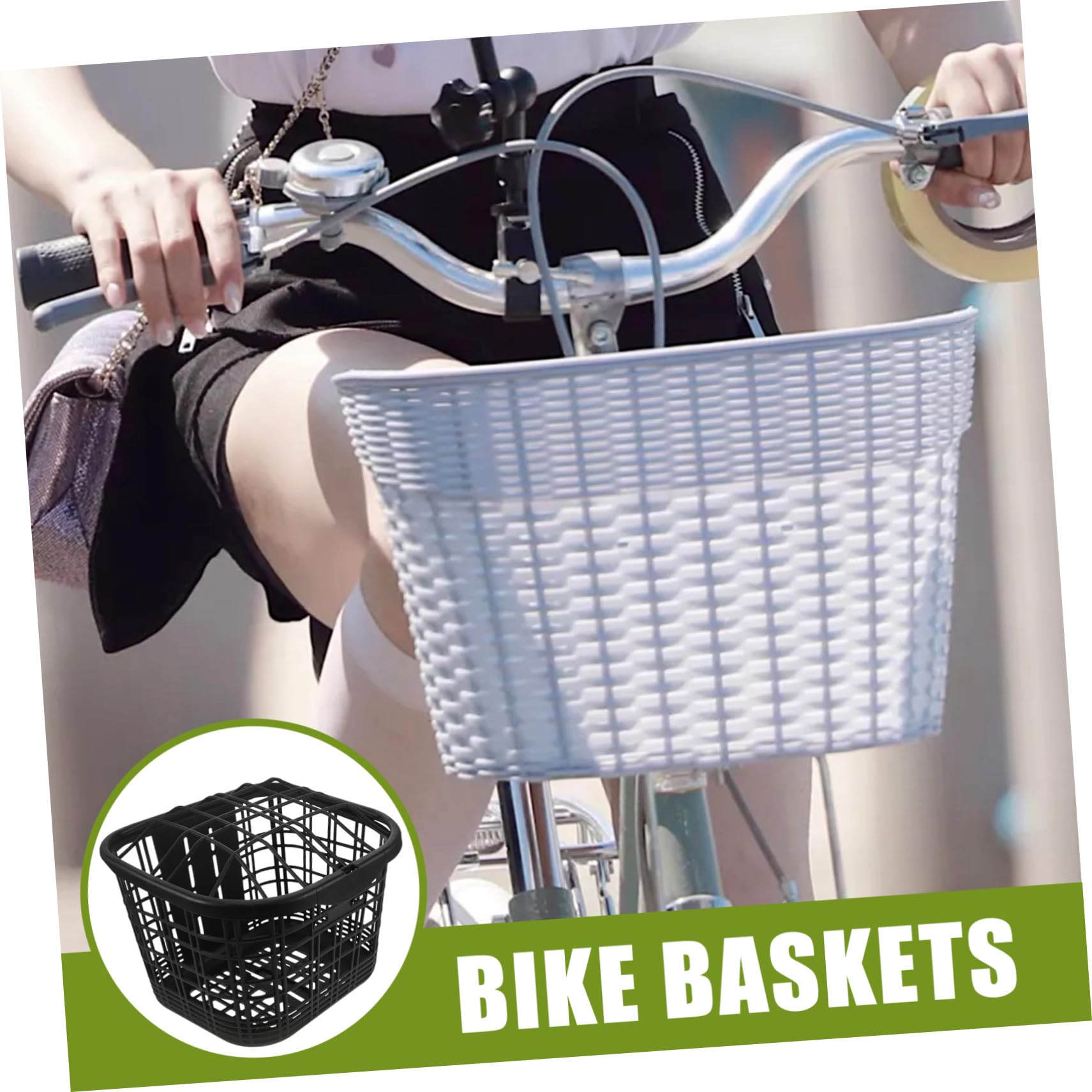 Zerodeko Mountainbike Frontkorb Abnehmbar Drahtkorb für Elektrofahrrad Robuster Korb Weiß Fahrradkorb Transportzubehör für Outdoor Fahrräder