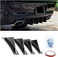 Augeny 4PCS Curved Carbon Fiber Shark Fin Rear Bumper Diffuser Lip Spoiler Kit - Universal Anti-Crash Protector for Cars SUVs
