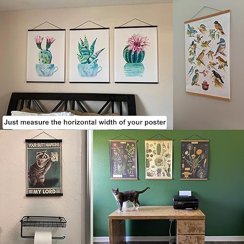 Miniatura 6 de FALAMON - Marco magnético de madera de teca para colgar pósteres, impresiones, fotos, dibujos, mapas, pergaminos y lienzos de trabajos artísticos