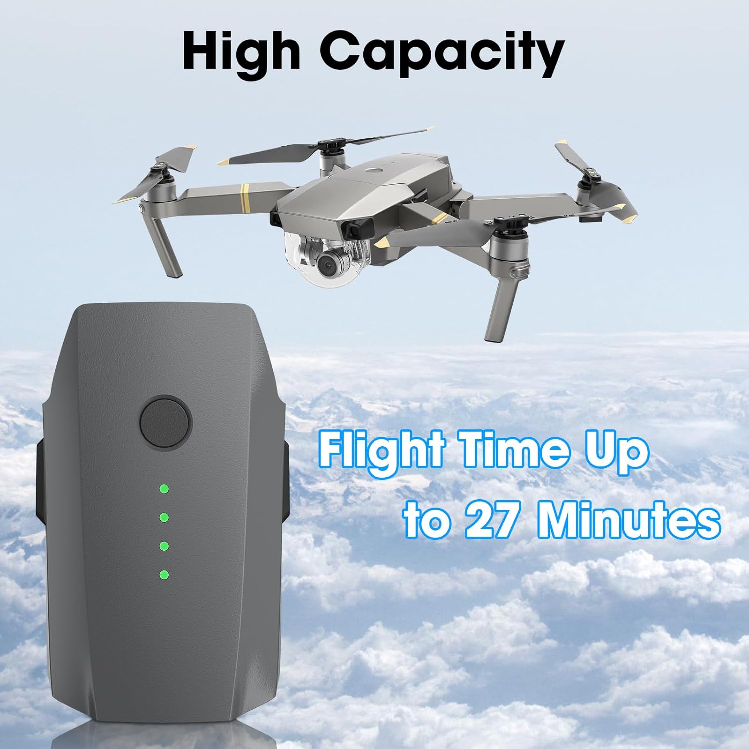 2 Pack Mavic Pro Battery with Charger, 3830mAh11.4V Intelligent Flight Battery for DJI Mavic Pro, Mavic Pro Platinum, Mavic Pro White - Image 5