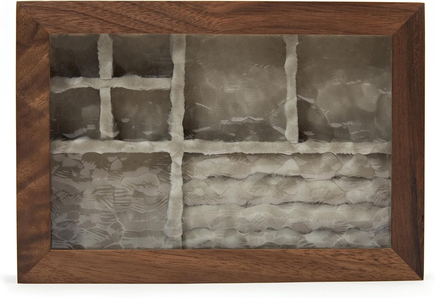 pandapark Wooden Jewelry Box with Glass Lid, Multi-Compartment Storage Display Case, Walnut Brown (Silver Walnut)