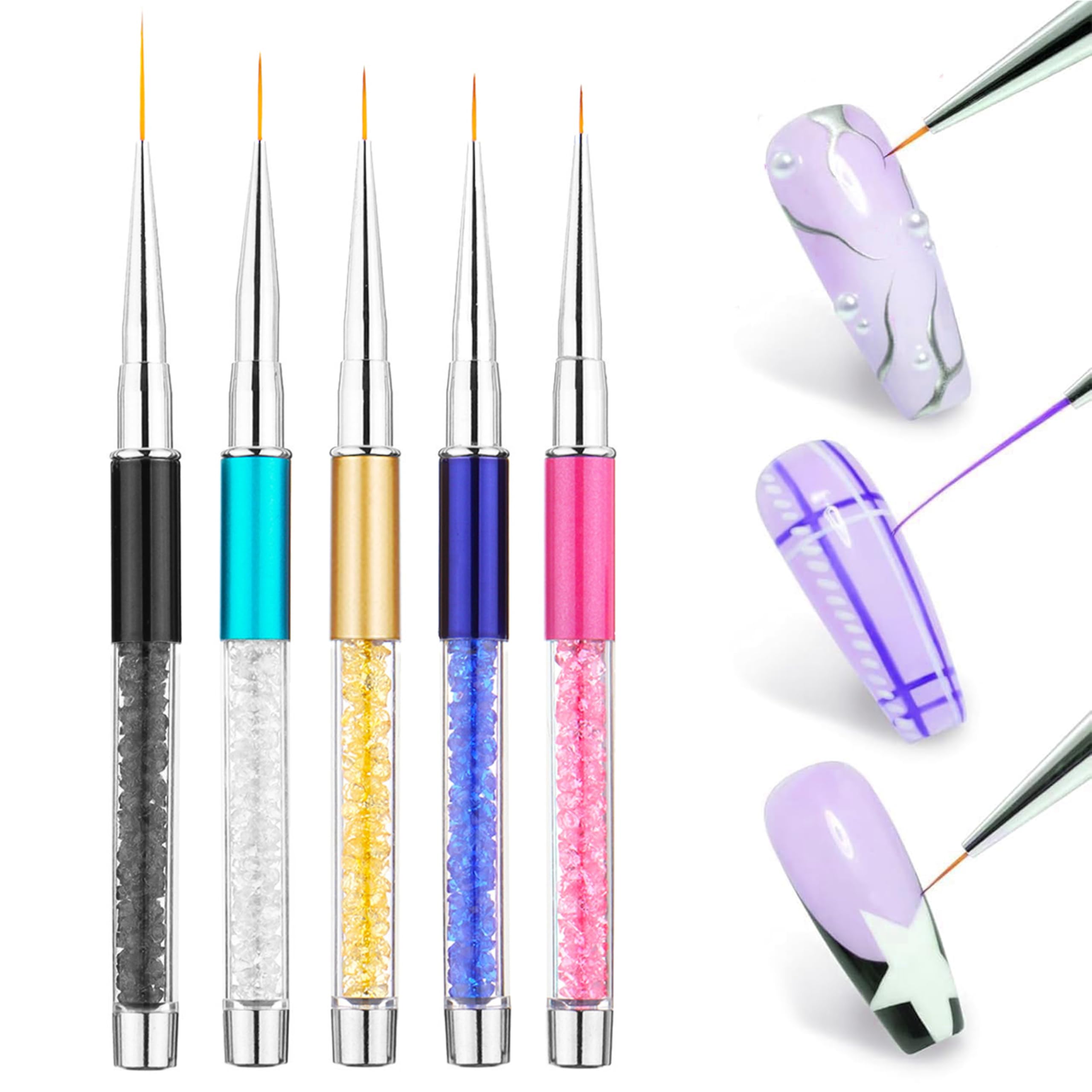 Professional Nail Art Brush Set - Ultra Fine Tip Detailing Painting Brushes for Acrylic, Gel & Nail Design - Salon Precision Tools for Manicure, 3D