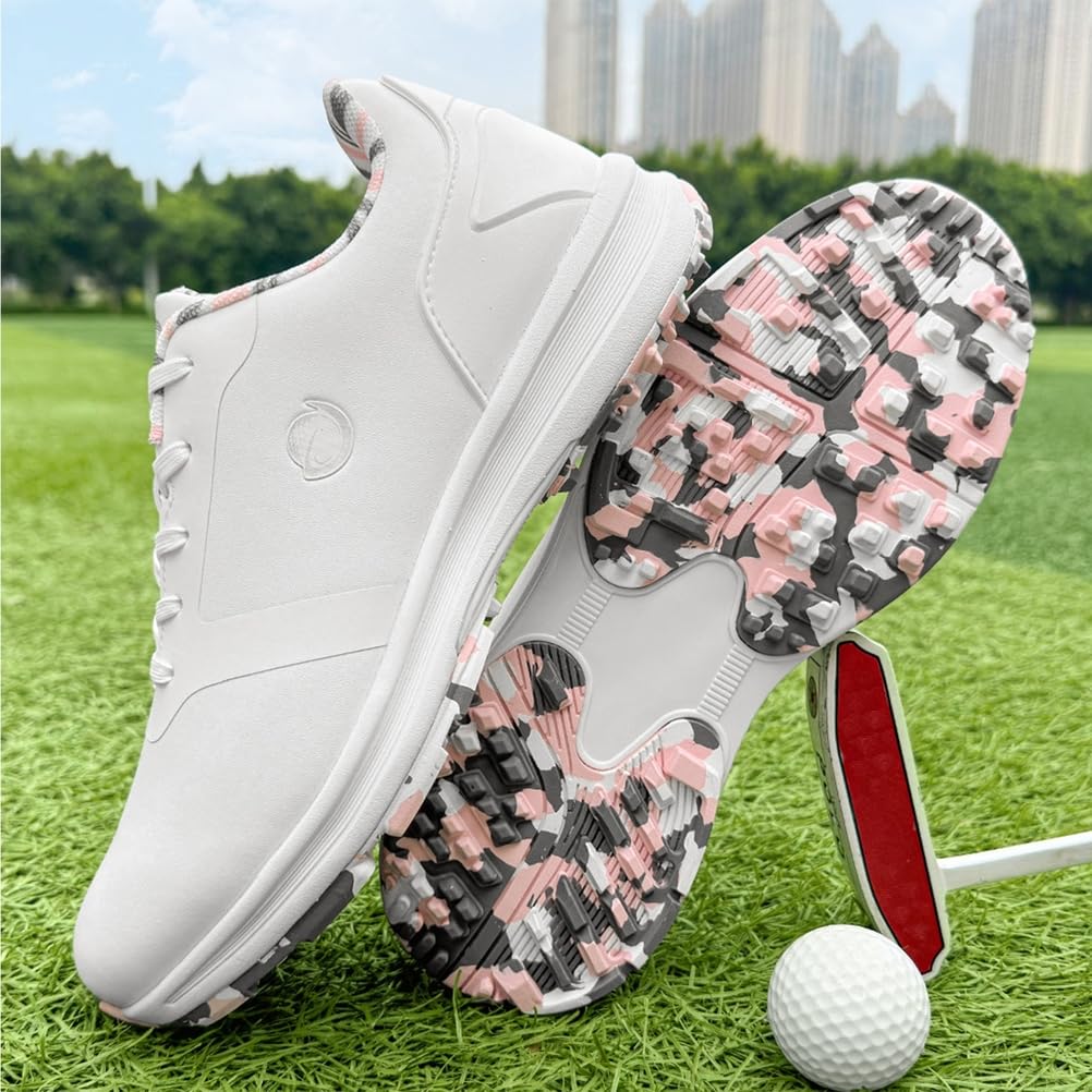 SDEQA Zapatos de Golf de Cuero Impermeables para Mujer, Informales, sin Clavos, Transpirables, Talla Grande