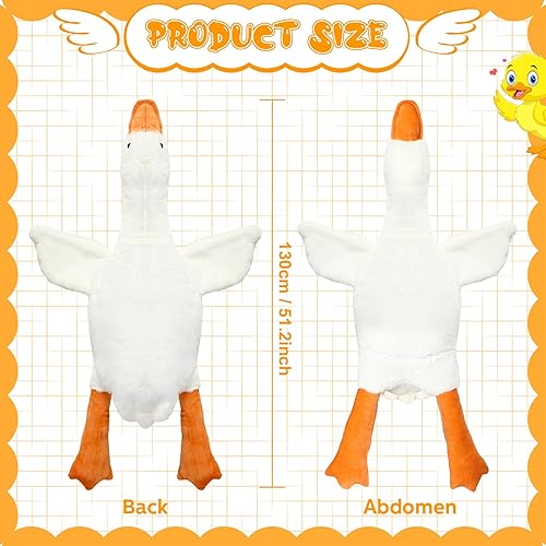 Miniatura 7 de Lenwen Peluche gigante de ganso blanco, grande, de pato de peluche, animales de peluche grandes y suaves, linda almohada de ganso, regalos para