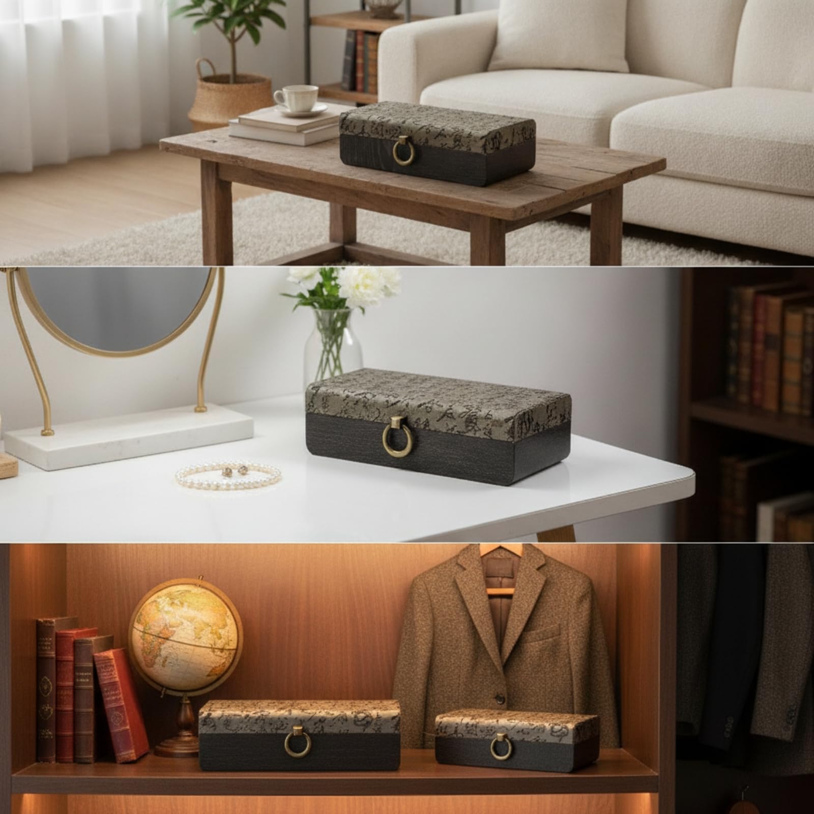 2 Piezas Cajas con Tapa Resistente Cajas Organizadoras Ahorra Espacio Caja con Tapa para Recibidor
