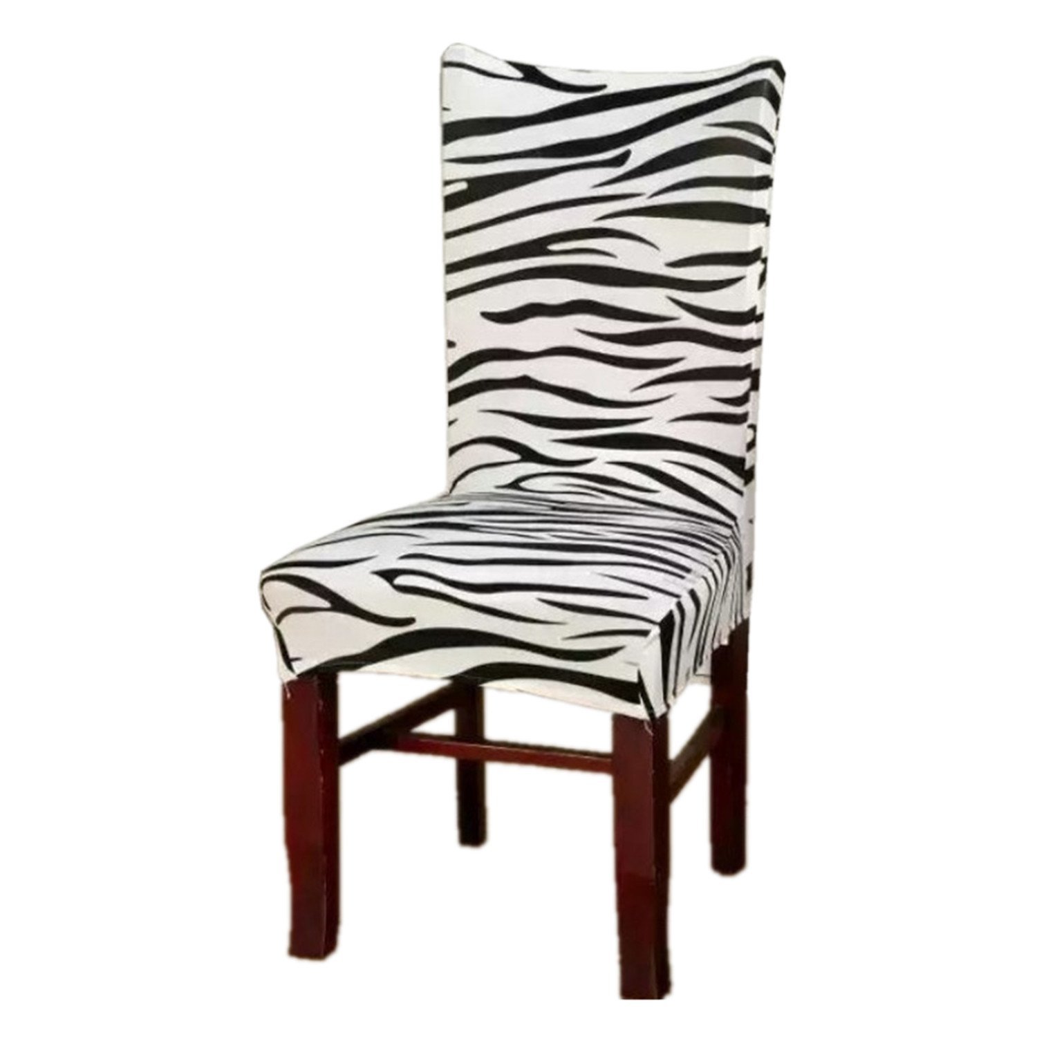 Fanjow Floral Print Stretch Removable Washable Short Dining Chair Protector Cover Slipcover, Spandex Stretch Chair Cover (Zebra)