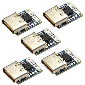 (5 Pack) JacobsParts USB-C PD 12V DC Fixed Voltage Power Trigger Module 5A Type-C Female Input