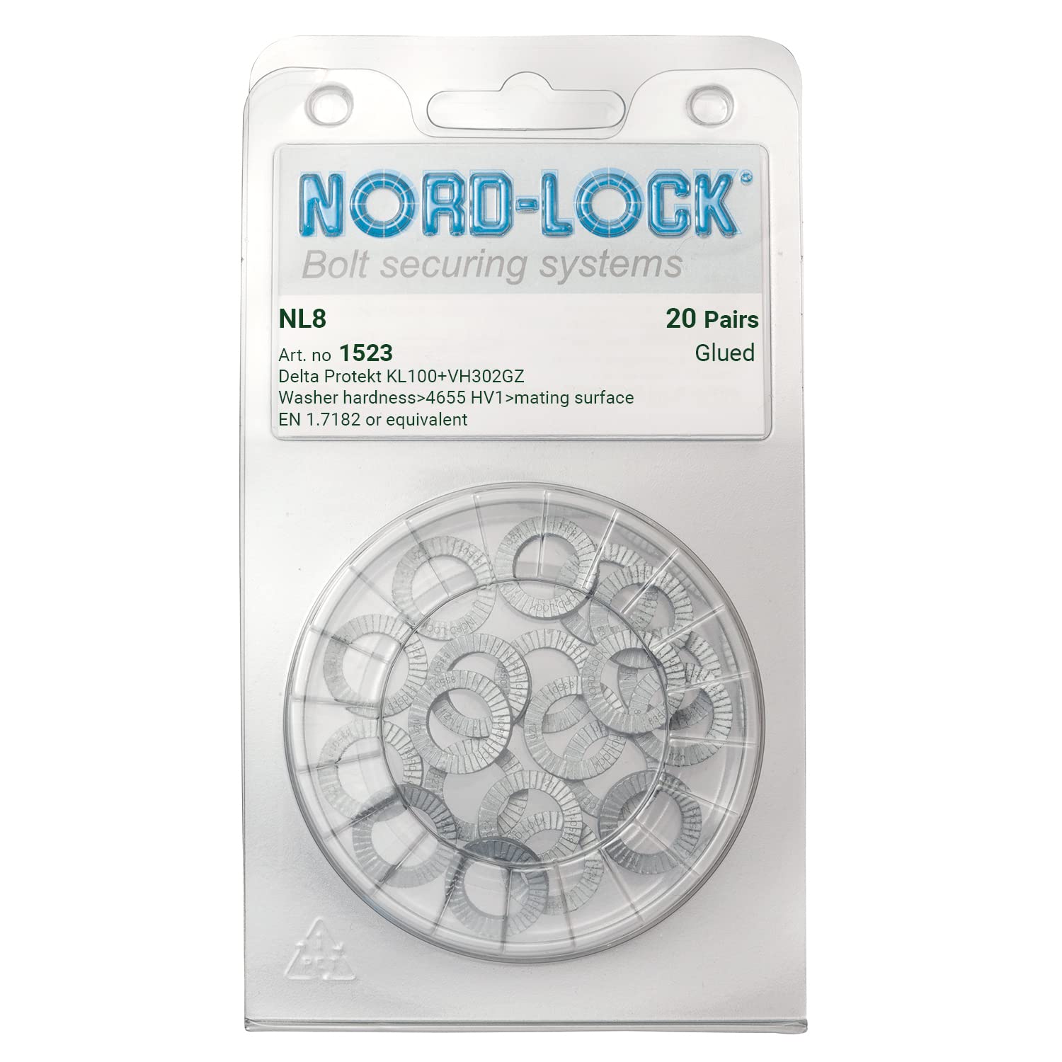 Nord-Lock steel wedge-locking washers, NL8, M8 - 20 glued works - Image 4