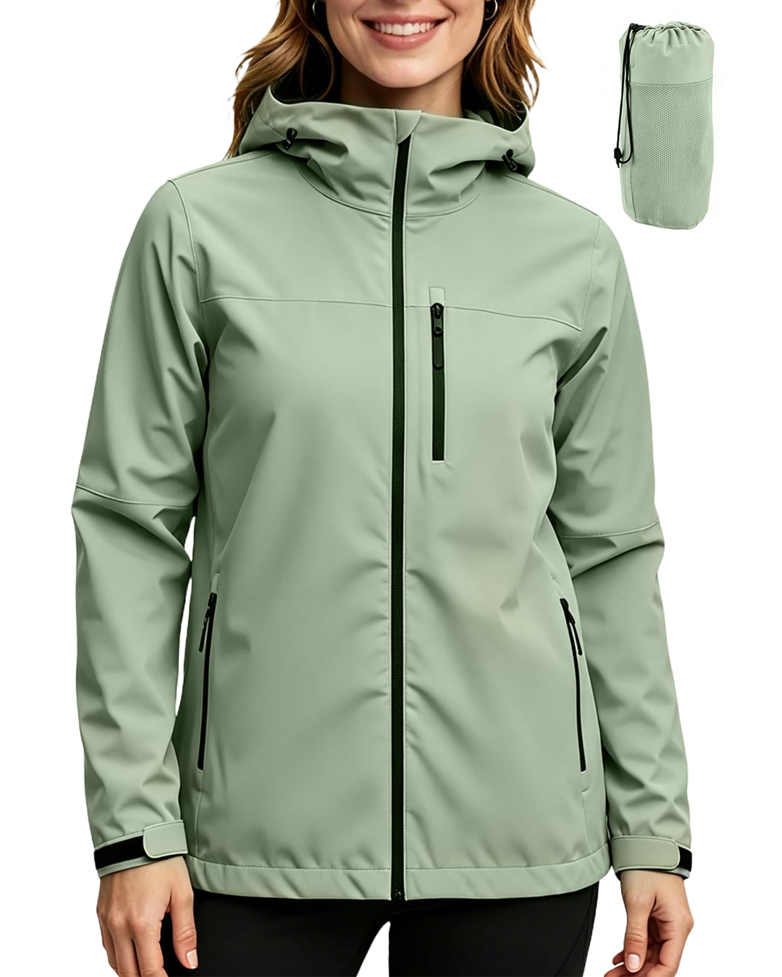 ACCNUO Regenjacke Damen Wasserdicht Atmungsaktiv Regenanzug Freizeitjacke Kapuze Regenjacke Geeignet für Wandern Bergsteigen Angeln Camping Radfahren und Jagen