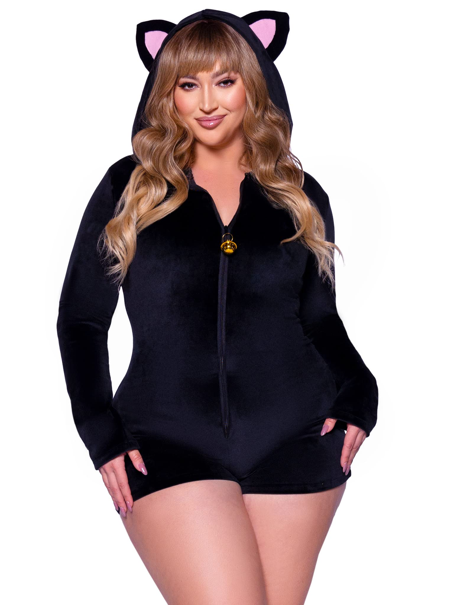 Leg Avenue 87142x-00108 Comfy Cat Costume, 1x-2x, Black Adult Sized, Women, Solid, 2X